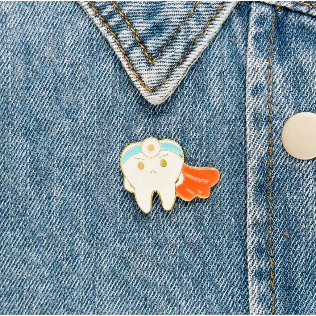 Superhero Dentist Tooth Enamel Pin Badge Tooth Dental Health Dentist Badge Oz